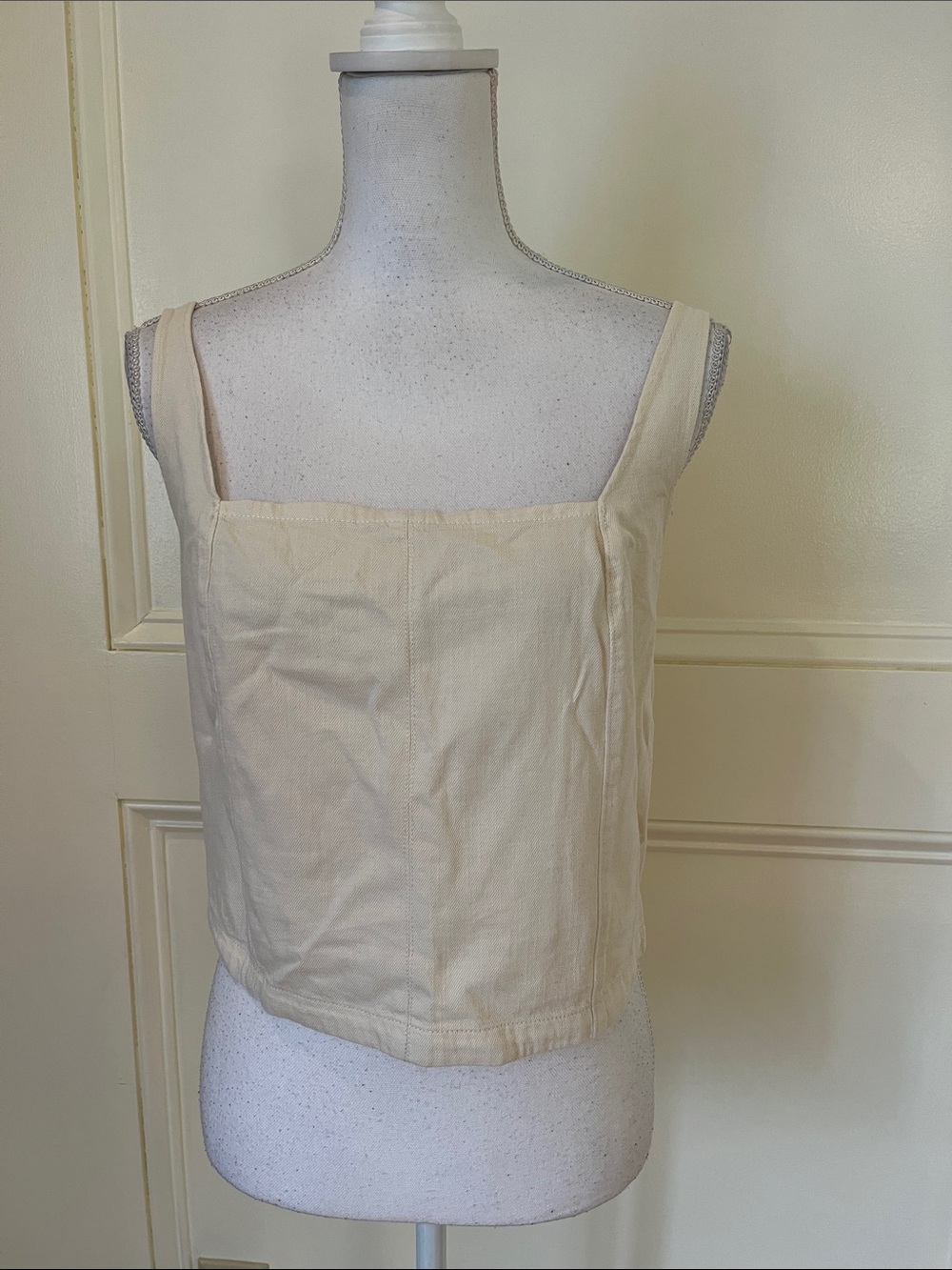 Habitual Light Cream Cotton Square-Neck Tank